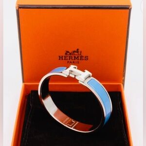 Hermes H Clic Blue and Silver PM Authentic Bracelet